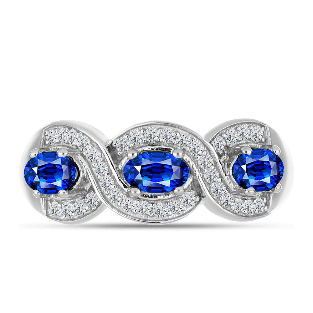 Silberring mit australischem blauem Saphir und weißem Topas