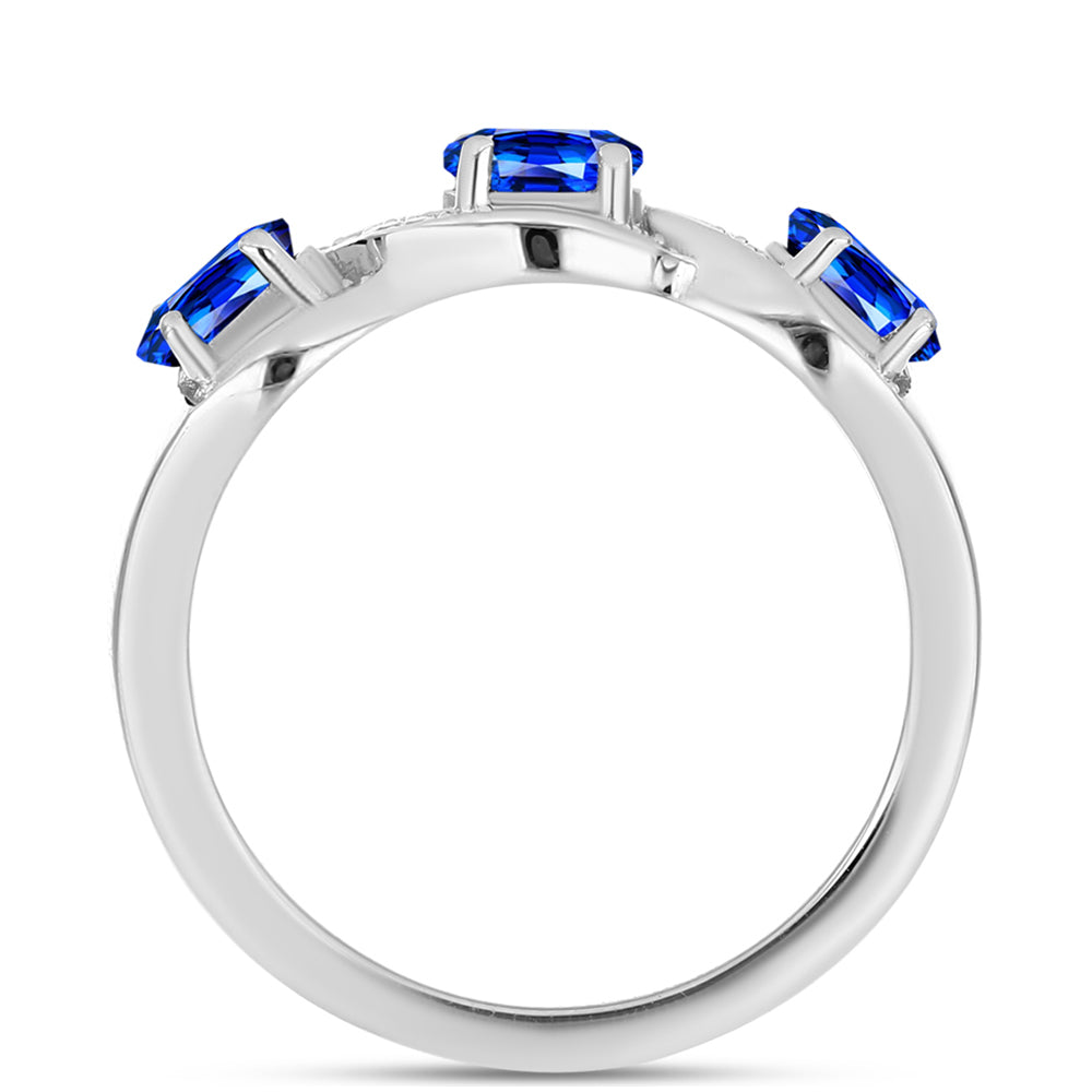 Silberring mit australischem blauem Saphir und weißem Topas