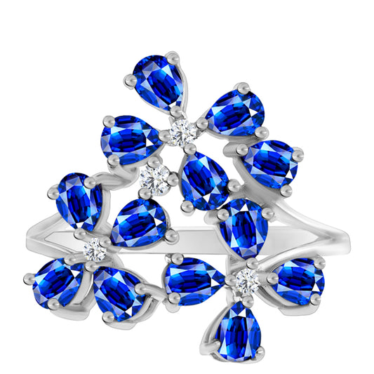 Silberring mit australischem blauem Saphir und weißem Topas