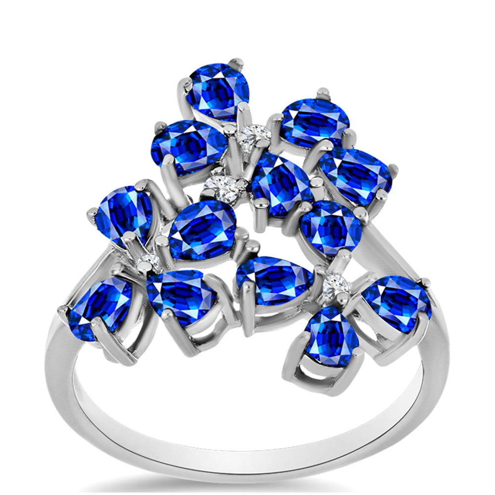 Silberring mit australischem blauem Saphir und weißem Topas 7 