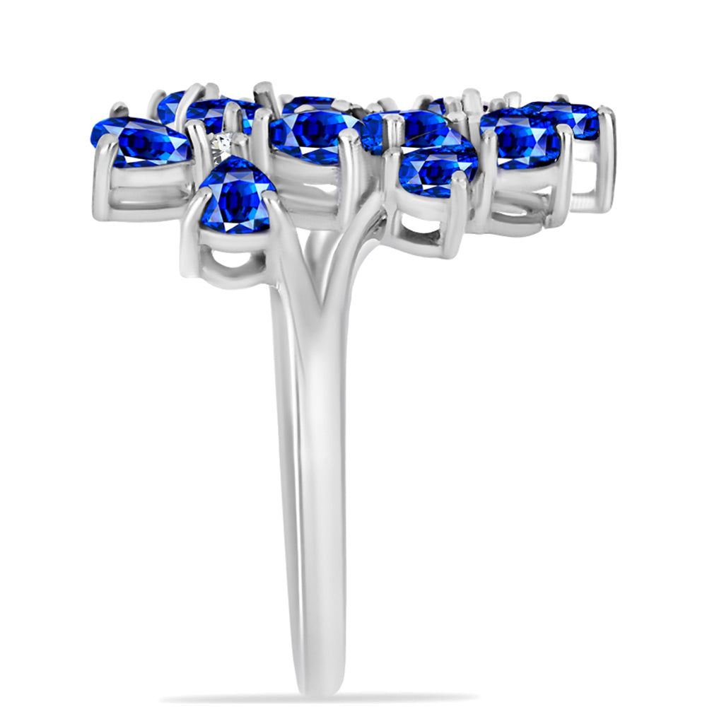 Silberring mit australischem blauem Saphir und weißem Topas