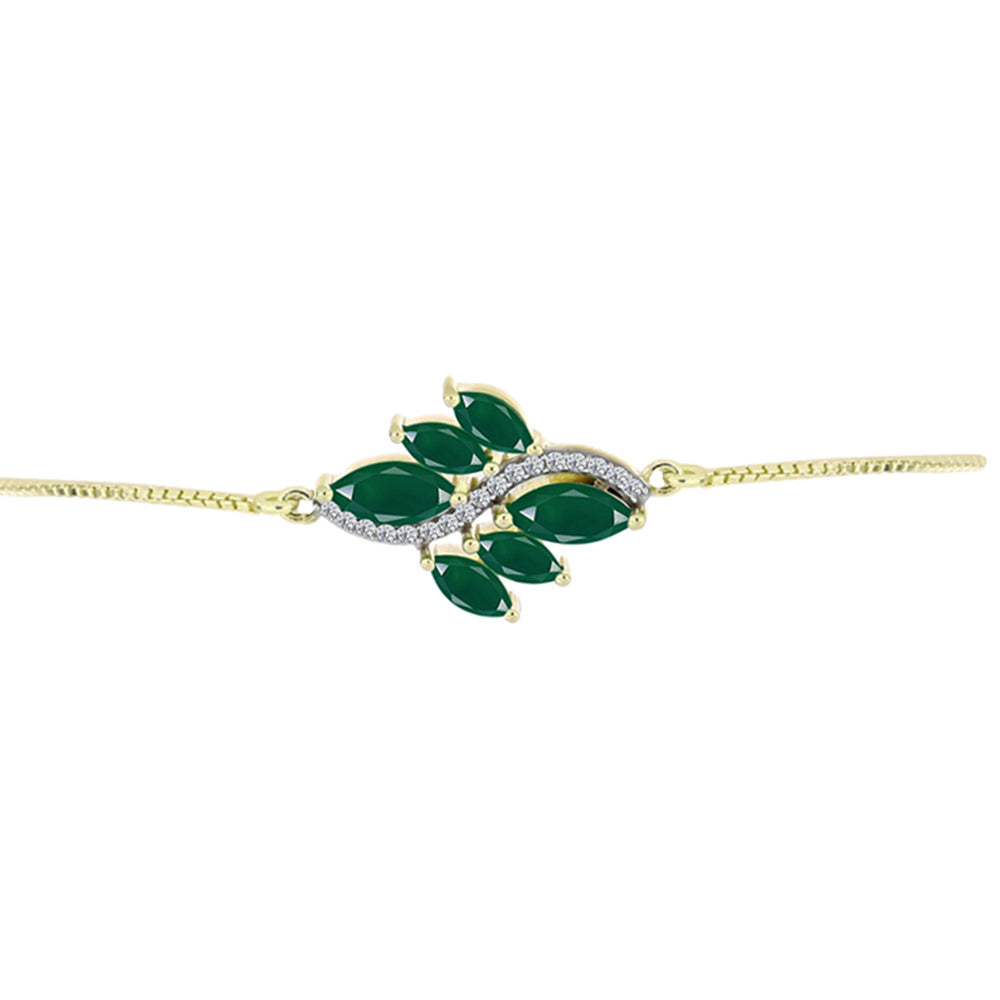 Goldplattiertes Silberarmband mit grünem Achat 3 
