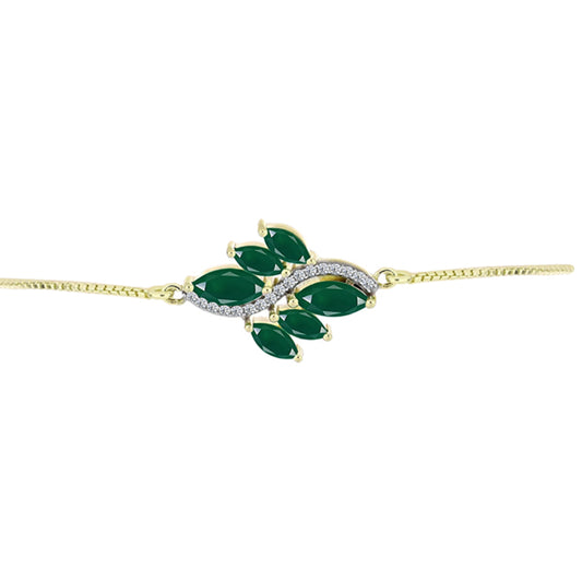 Goldplattiertes Silberarmband mit grünem Achat