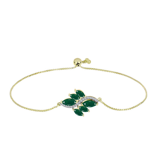 Goldplattiertes Silberarmband mit grünem Achat