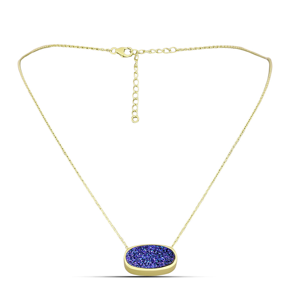 Goldplattierte Silberhalskette mit lila Druse