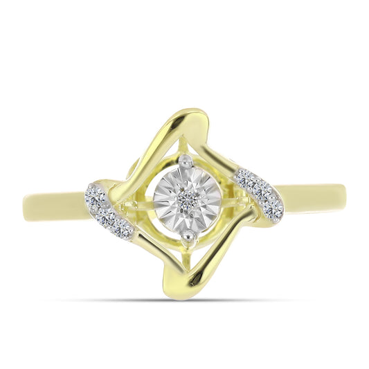 Goldplattierter Silberring mit weißem Diamant und weißem Topas
