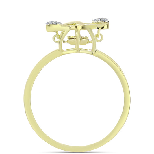 Goldplattierter Silberring mit weißem Diamant und weißem Topas