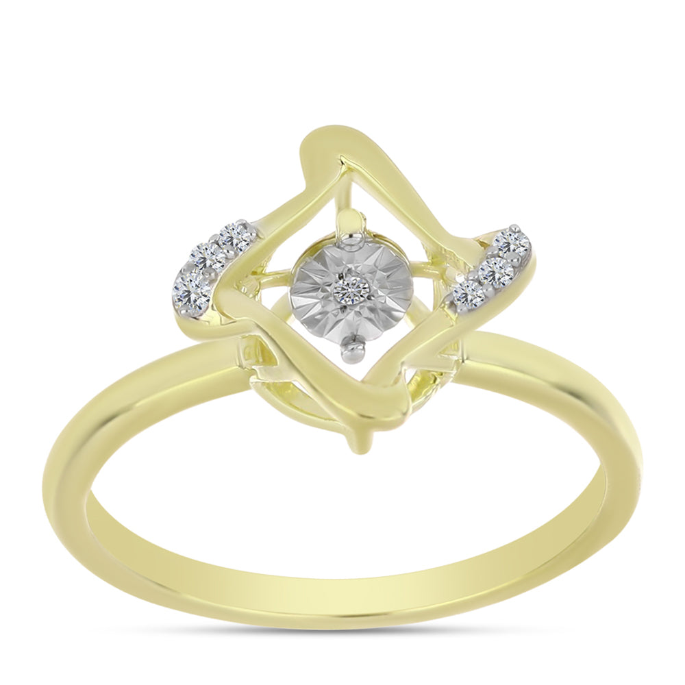 Goldplattierter Silberring mit weißem Diamant und weißem Topas