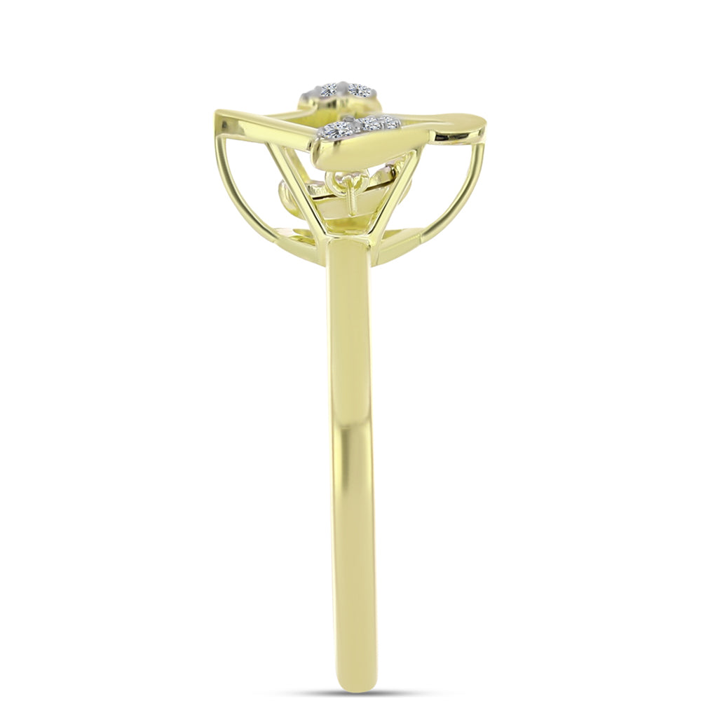 Goldplattierter Silberring mit weißem Diamant und weißem Topas 4 