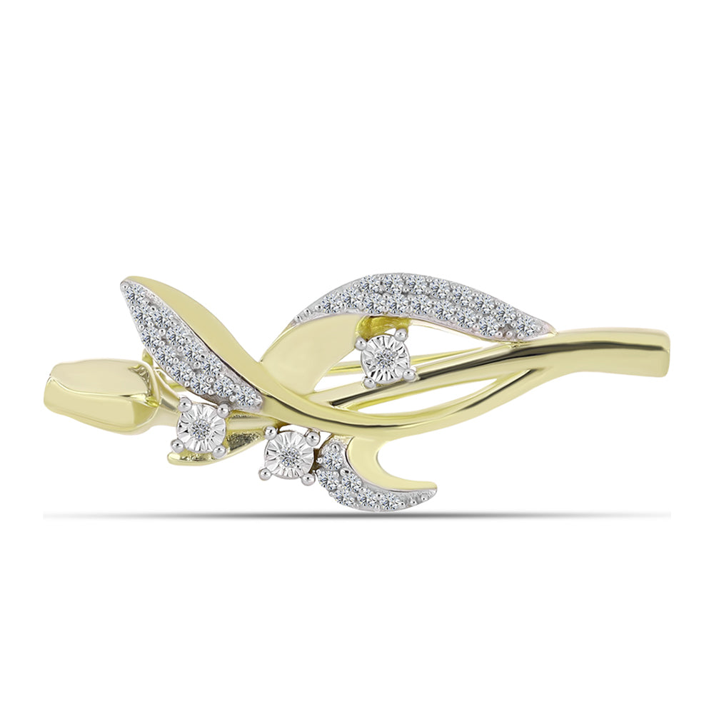Goldplattierte Silberbrosche mit weißem Diamant und weißem Topas 3 