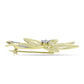 Goldplattierte Silberbrosche mit weißem Diamant und weißem Topas