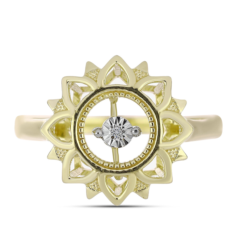 Goldplattierter Silberring mit weißem Diamant