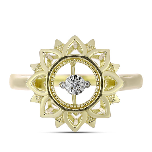 Goldplattierter Silberring mit weißem Diamant