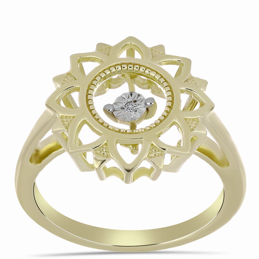 Goldplattierter Silberring mit weißem Diamant