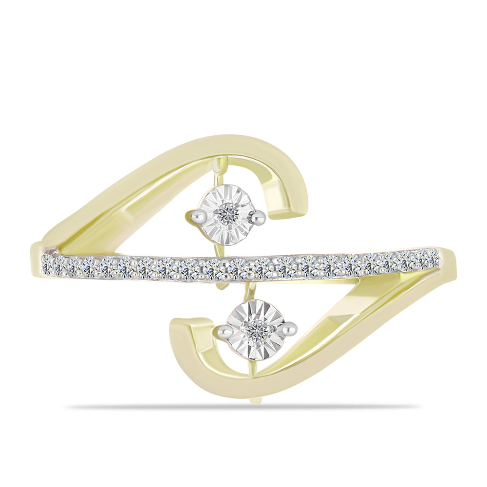 Goldplattierter Silberring mit weißem Diamant und weißem Topas 1 