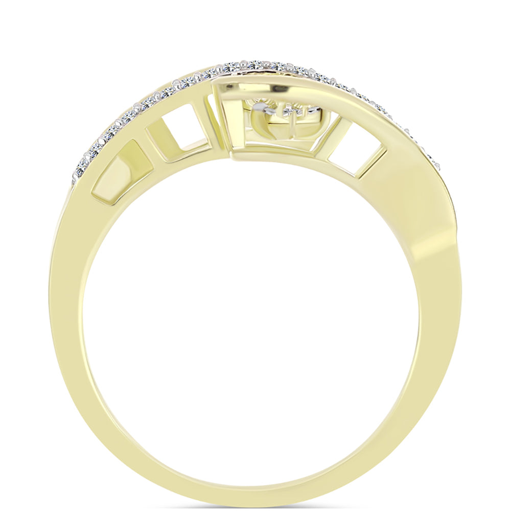 Goldplattierter Silberring mit weißem Diamant und weißem Topas 2 
