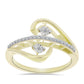 Goldplattierter Silberring mit weißem Diamant und weißem Topas