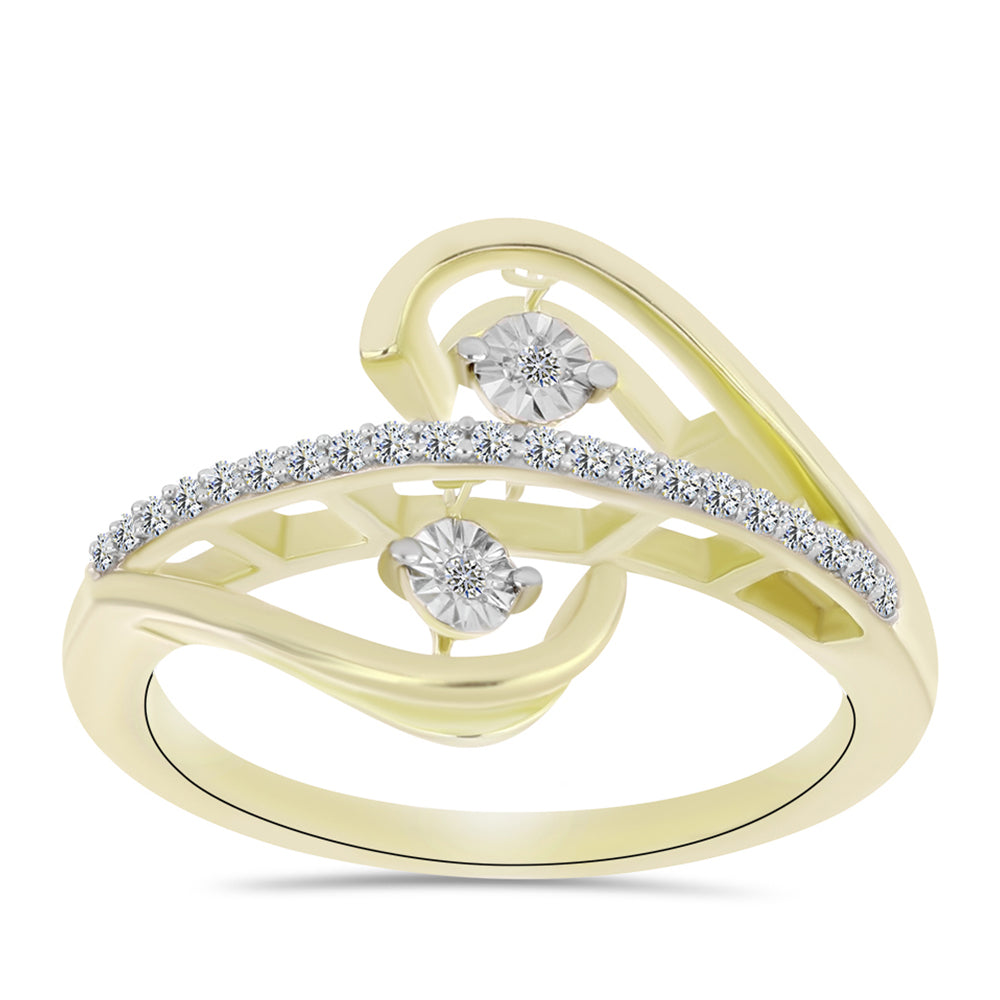 Goldplattierter Silberring mit weißem Diamant und weißem Topas