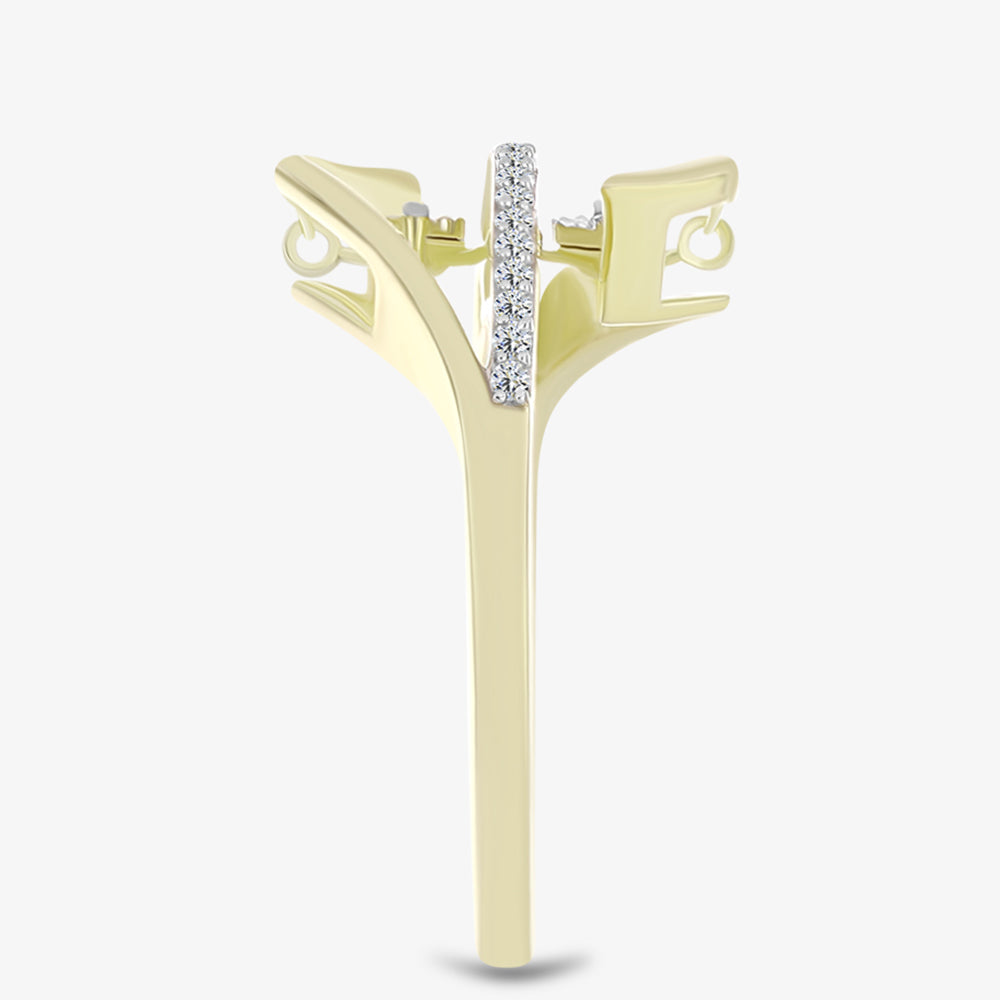 Goldplattierter Silberring mit weißem Diamant und weißem Topas 8 