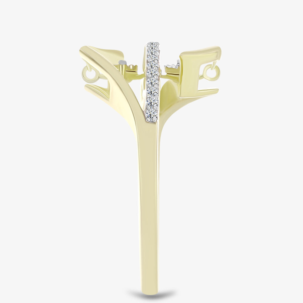 Goldplattierter Silberring mit weißem Diamant und weißem Topas