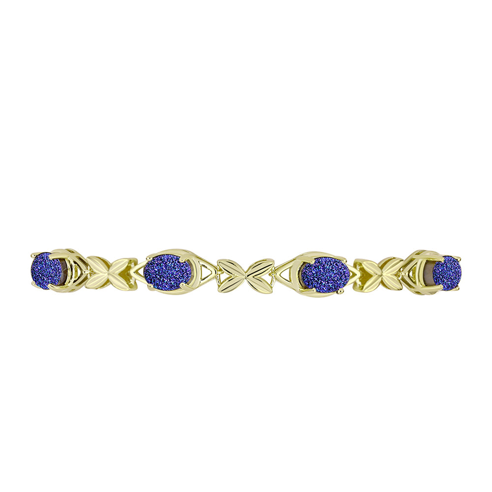 Goldplattiertes Silberarmband mit lila Druse 5 