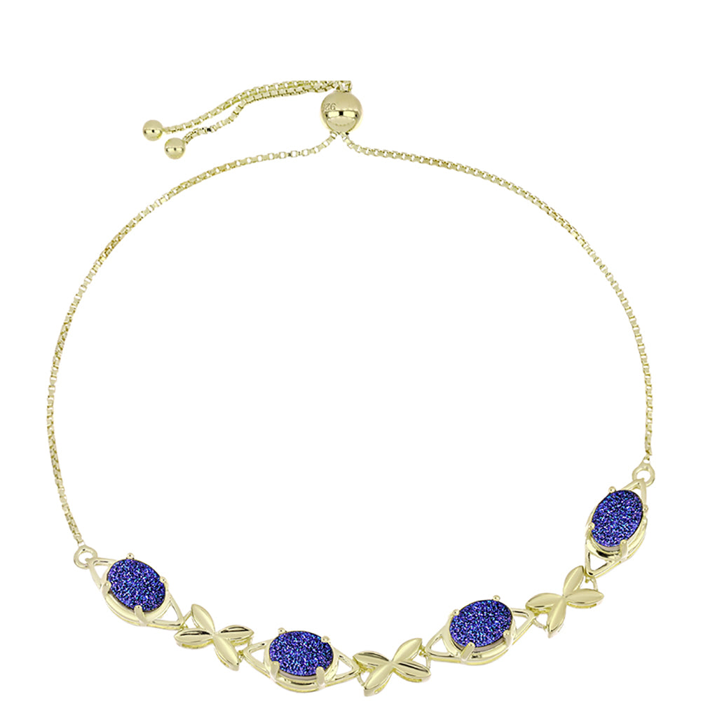 Goldplattiertes Silberarmband mit lila Druse 4 