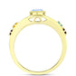 Goldplattierter Silberring mit Regenbogenmondstein und marokkanischem Amethyst