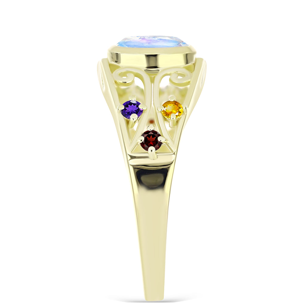 Goldplattierter Silberring mit Regenbogenmondstein und marokkanischem Amethyst 4 