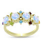 Goldplattierter Silberring mit Regenbogenmondstein und marokkanischem Amethyst