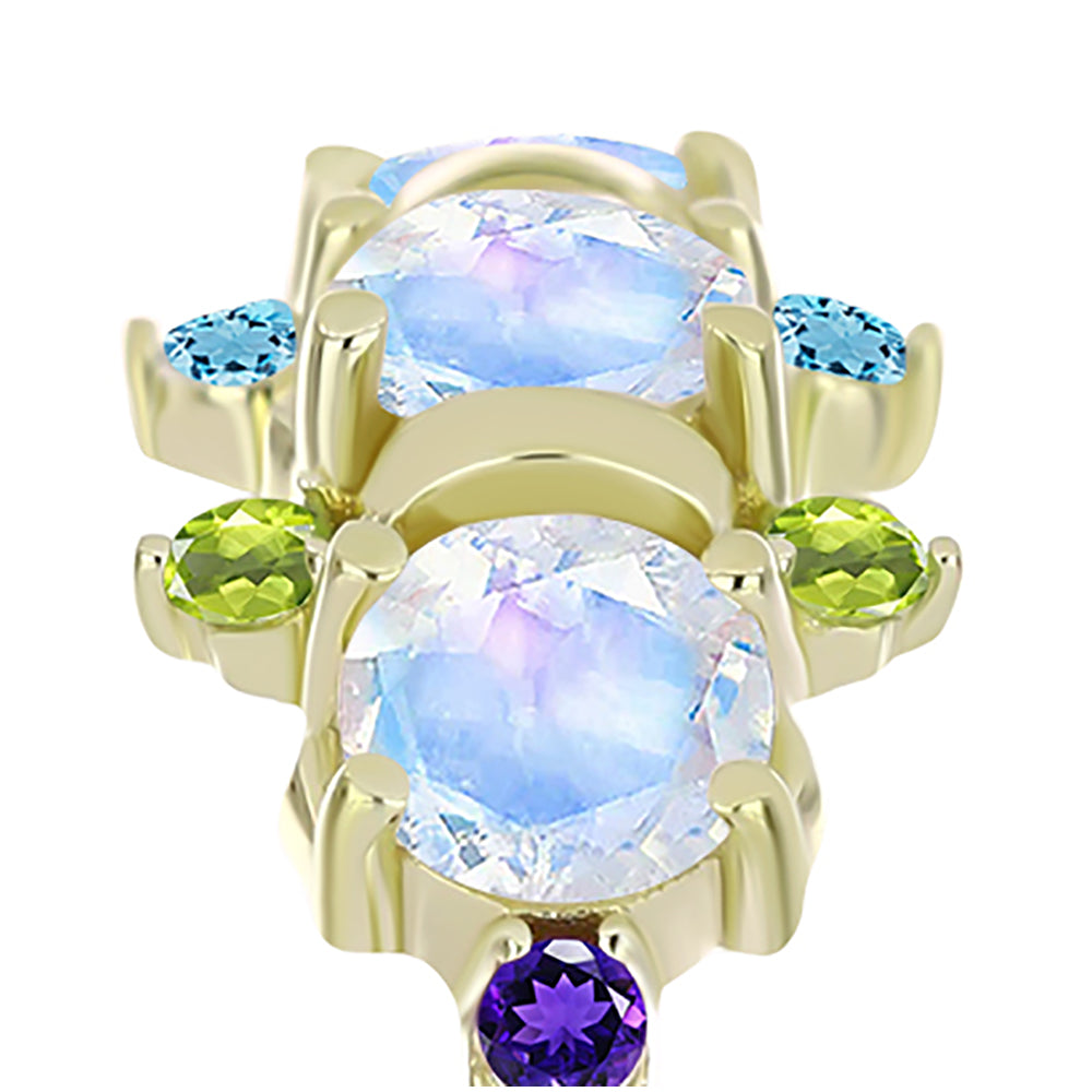 Goldplattierter Silberring mit Regenbogenmondstein und marokkanischem Amethyst 8 