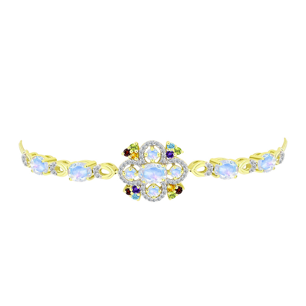 Goldplattiertes Silberarmband mit Regenbogenmondstein