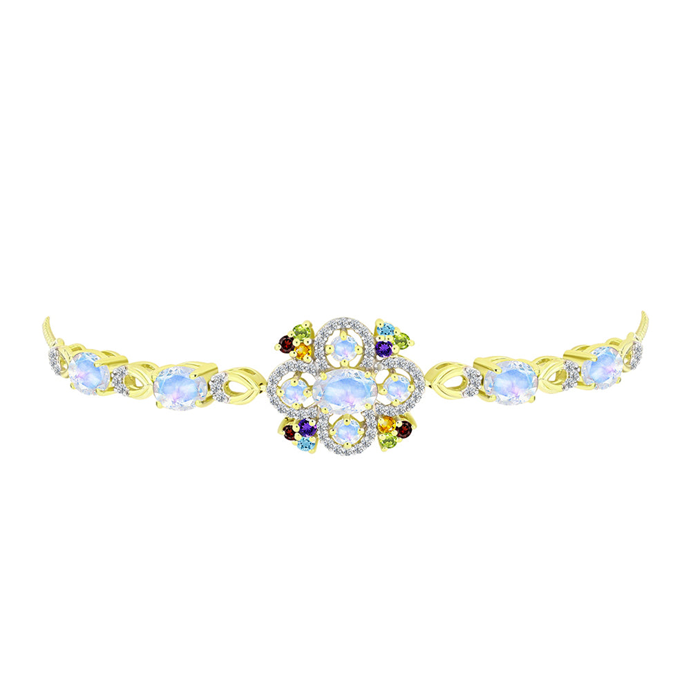 Goldplattiertes Silberarmband mit Regenbogenmondstein 3 