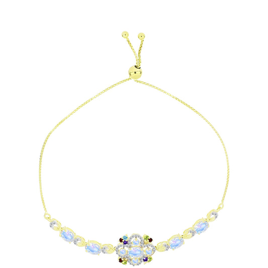 Goldplattiertes Silberarmband mit Regenbogenmondstein