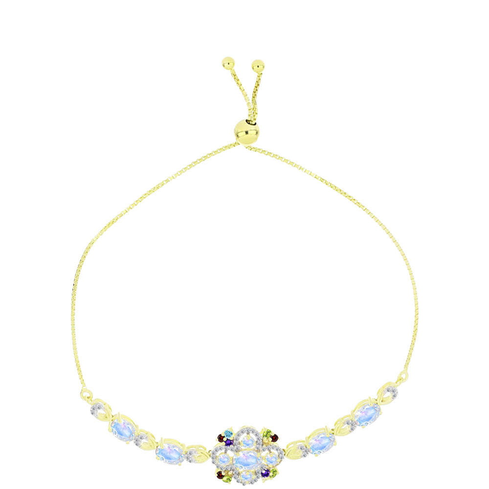 Goldplattiertes Silberarmband mit Regenbogenmondstein 4 