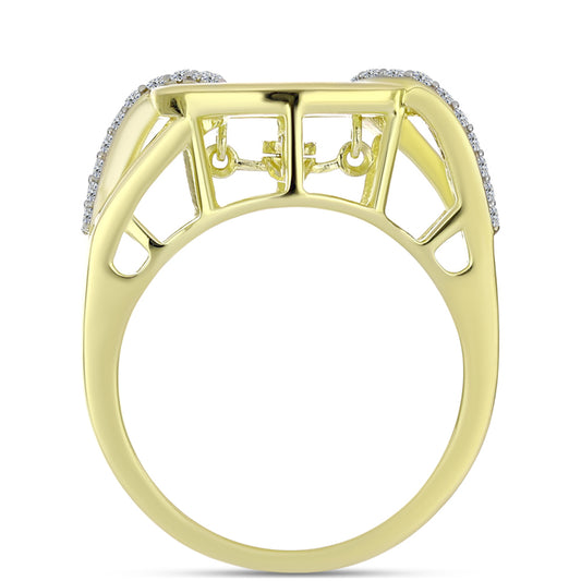 Goldplattierter Silberring mit weißem Diamant und weißem Topas