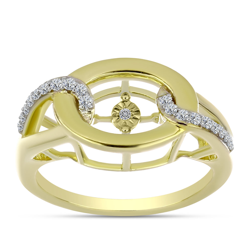 Goldplattierter Silberring mit weißem Diamant und weißem Topas 3 