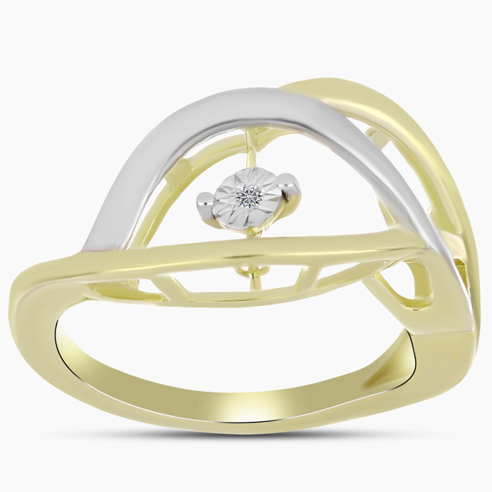 Goldplattierter Silberring mit weißem Diamant