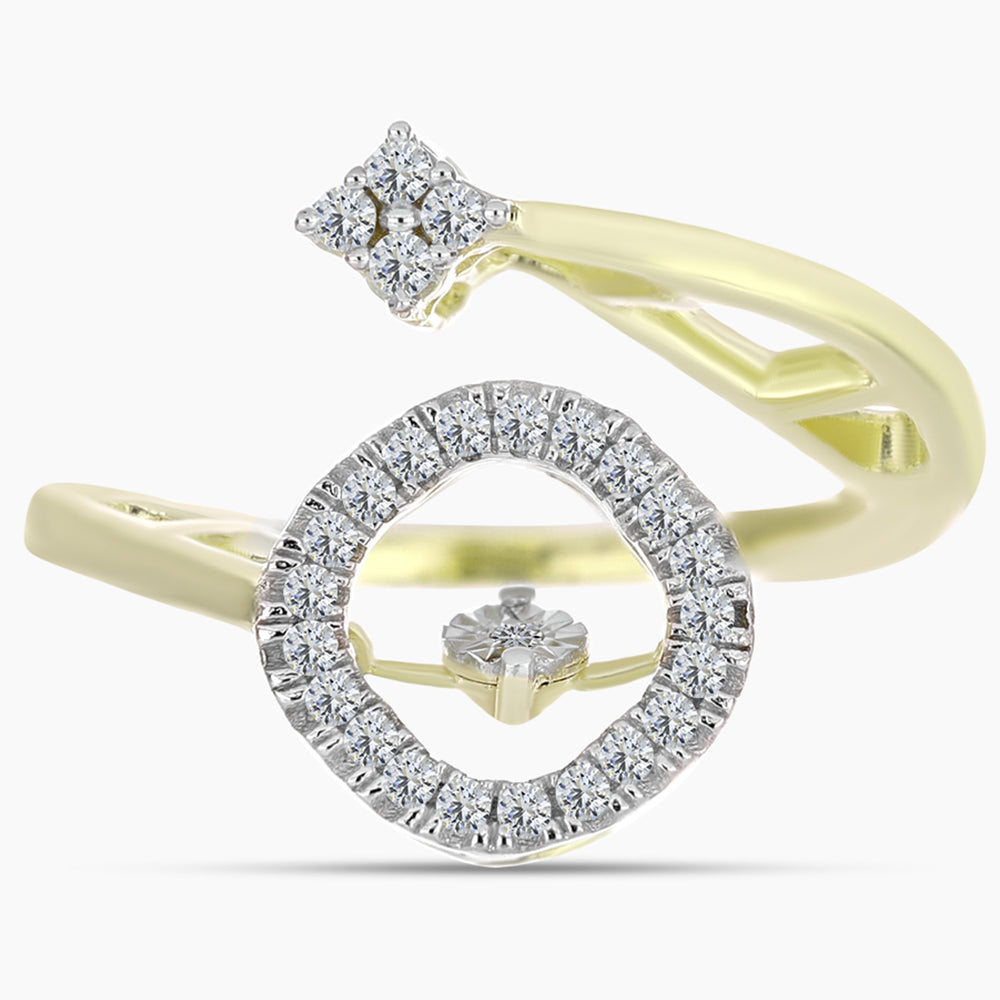 Goldplattierter Silberring mit weißem Diamant und weißem Topas 1 