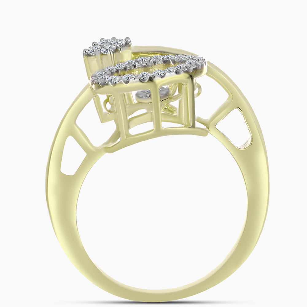 Goldplattierter Silberring mit weißem Diamant und weißem Topas 2 