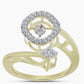Goldplattierter Silberring mit weißem Diamant und weißem Topas