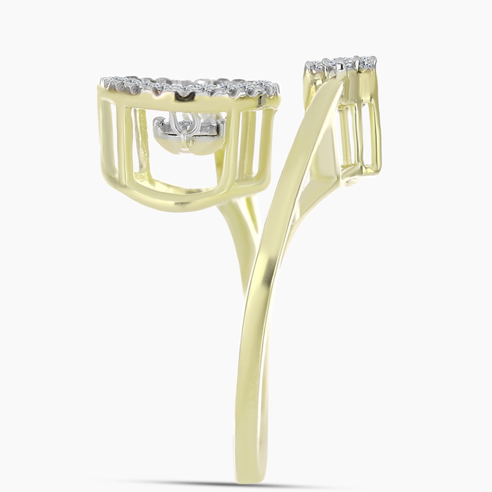 Goldplattierter Silberring mit weißem Diamant und weißem Topas 4 