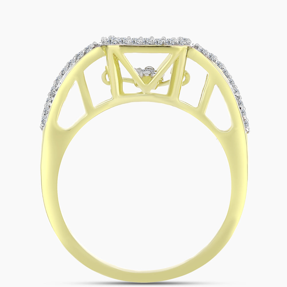 Goldplattierter Silberring mit weißem Diamant und weißem Topas