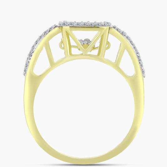 Goldplattierter Silberring mit weißem Diamant und weißem Topas