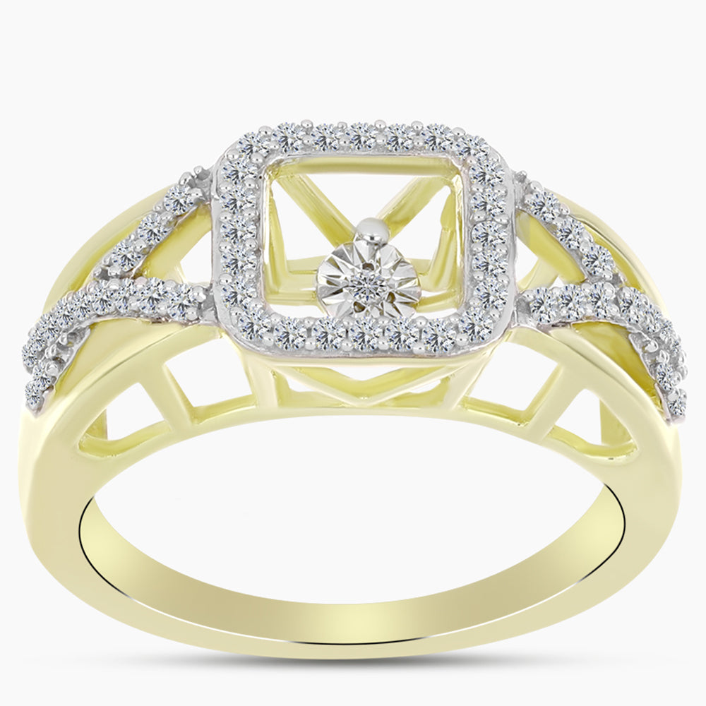 Goldplattierter Silberring mit weißem Diamant und weißem Topas 3 