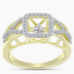 Goldplattierter Silberring mit weißem Diamant und weißem Topas