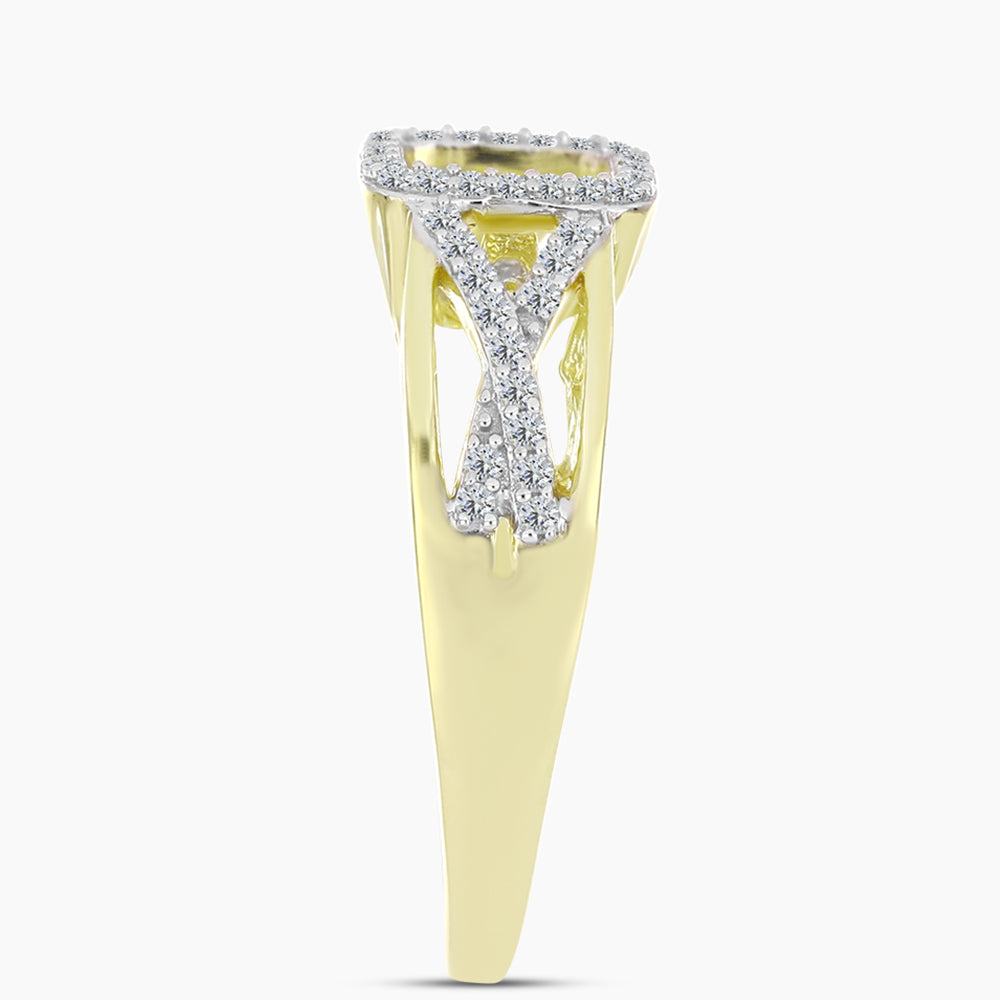 Goldplattierter Silberring mit weißem Diamant und weißem Topas