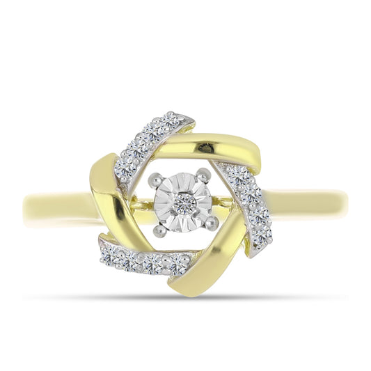 Goldplattierter Silberring mit weißem Diamant und weißem Topas