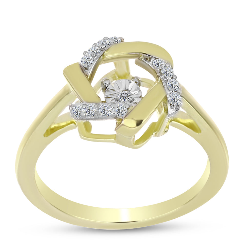Goldplattierter Silberring mit weißem Diamant und weißem Topas