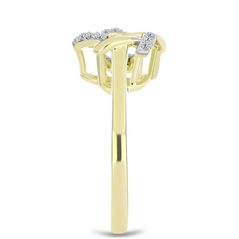 Goldplattierter Silberring mit weißem Diamant und weißem Topas 4 