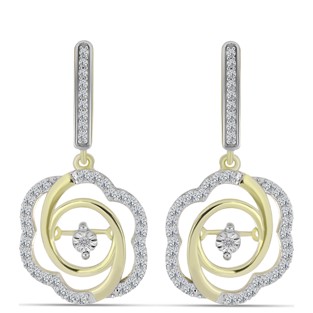 Goldplattierte Silberohrringe mit weißem Diamant und weißem Topas 1 